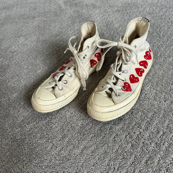 Converse x COMME des GARCONS PLAY Chuck 70 Hi Top 'Multi Heart, size W8/M6 - Picture 6 of 13